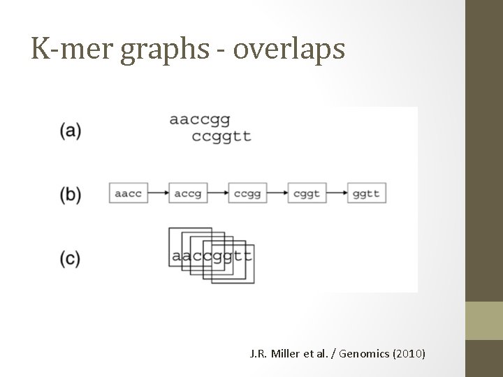 K-mer graphs - overlaps J. R. Miller et al. / Genomics (2010) 