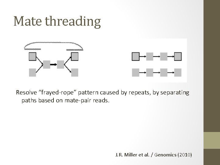 Mate threading Resolve “frayed-rope” pattern caused by repeats, by separating paths based on mate-pair