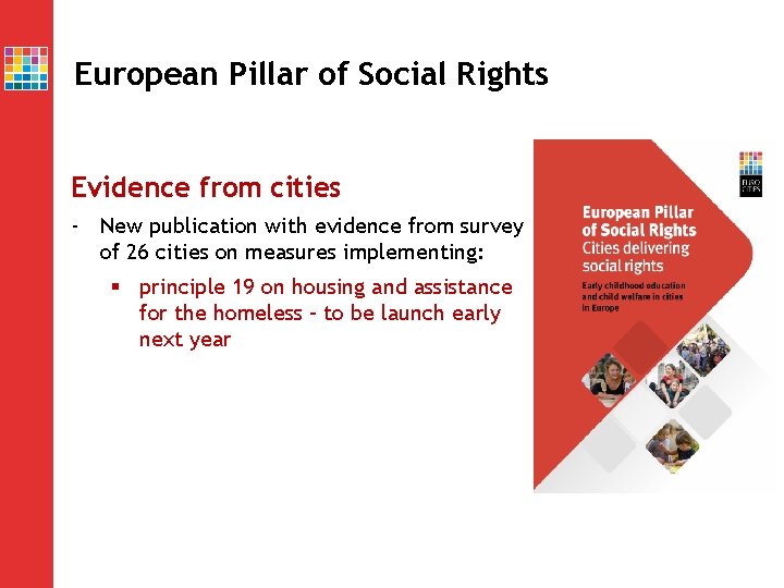 European Pillar of Social Rights Evidence from cities - New publication with evidence from European Pillar of Social Rights Evidence from cities - New publication with evidence from