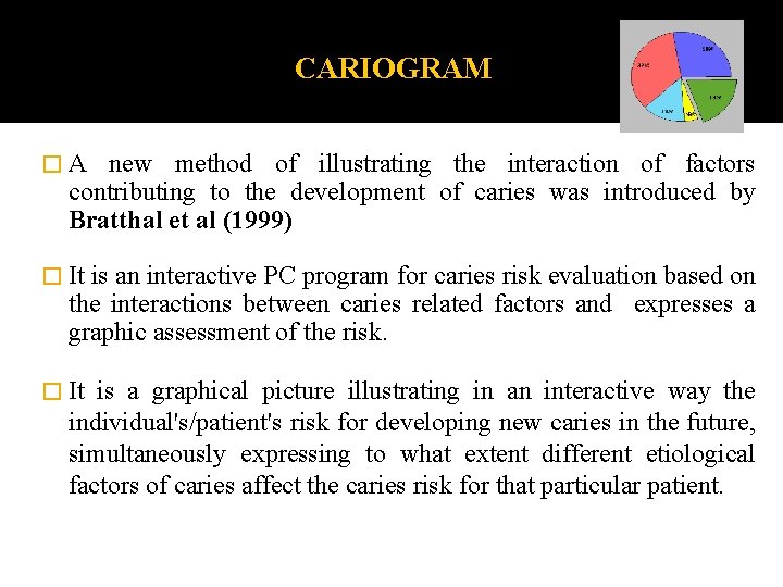 CARIOGRAM � A new method of illustrating the interaction of factors contributing to the