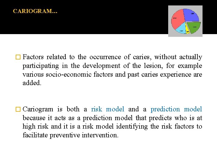 CARIOGRAM… � Factors related to the occurrence of caries, without actually participating in the CARIOGRAM… � Factors related to the occurrence of caries, without actually participating in the