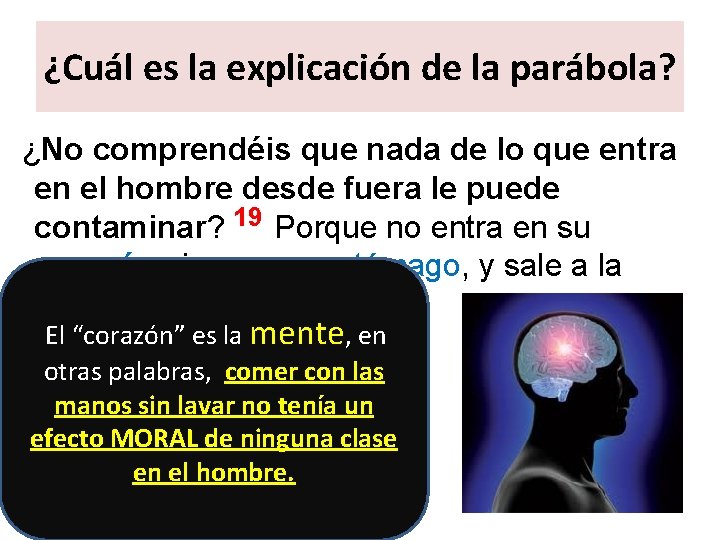 ¿Cuál es la explicación de la parábola? ¿No comprendéis que nada de lo que