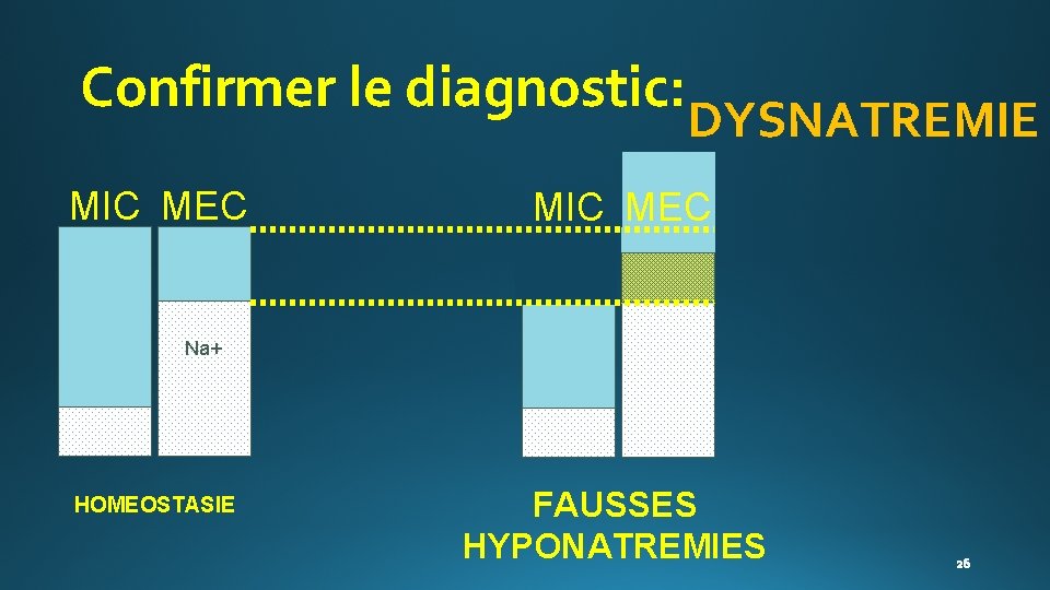 Confirmer le diagnostic: MIC MEC DYSNATREMIE MIC MEC Na+ HOMEOSTASIE FAUSSES HYPONATREMIES 