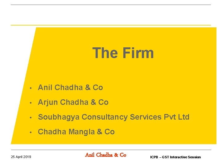 The Firm • Anil Chadha & Co • Arjun Chadha & Co • Soubhagya The Firm • Anil Chadha & Co • Arjun Chadha & Co • Soubhagya