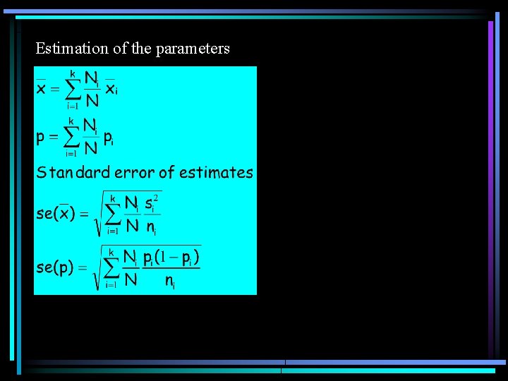 Estimation of the parameters 