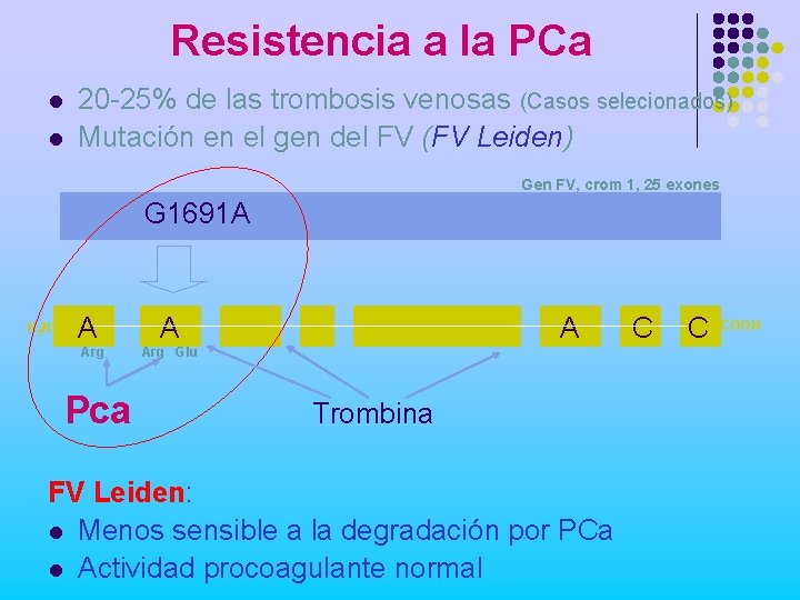 Resistencia a la PCa l l 20 -25% de las trombosis venosas (Casos selecionados)