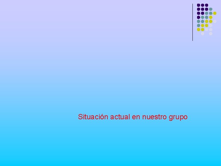Situación actual en nuestro grupo 
