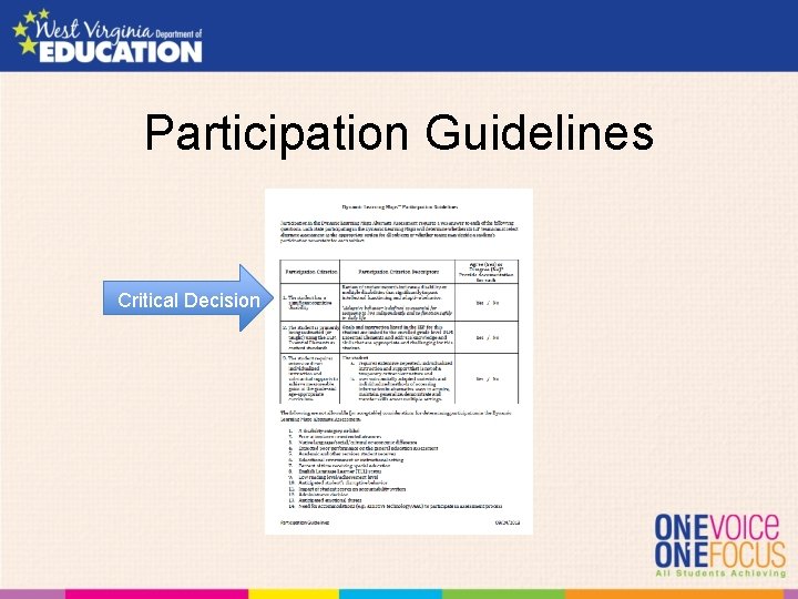 Participation Guidelines Critical Decision 