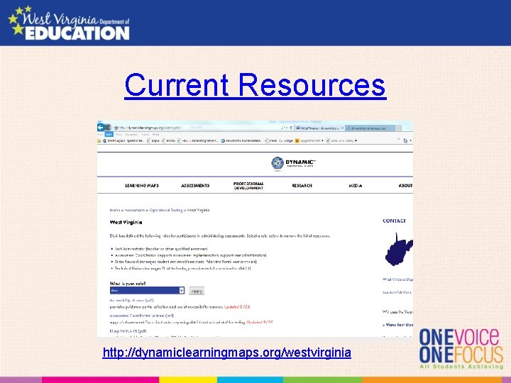 Current Resources http: //dynamiclearningmaps. org/westvirginia 