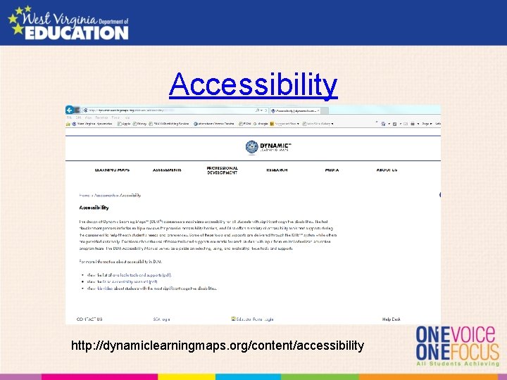 Accessibility http: //dynamiclearningmaps. org/content/accessibility 