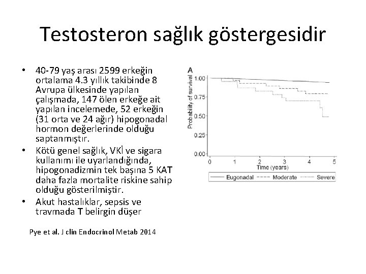 Testosteron sağlık göstergesidir • 40 -79 yaş arası 2599 erkeğin ortalama 4. 3 yıllık