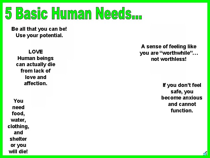 Be all that you can be! Use your potential. LOVE Human beings can actually