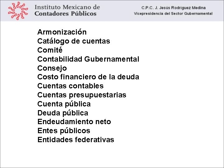 Armonización Catálogo de cuentas Comité Contabilidad Gubernamental Consejo Costo financiero de la deuda Cuentas