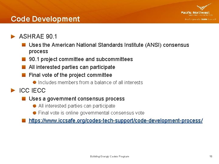 Code Development ASHRAE 90. 1 Uses the American National Standards Institute (ANSI) consensus process