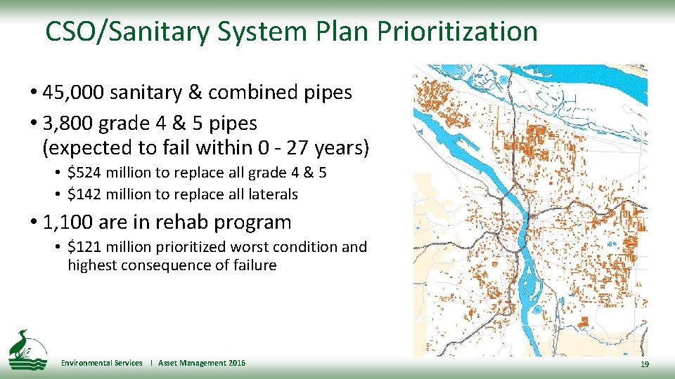CSO/Sanitary System Plan Prioritization • 45, 000 sanitary & combined pipes • 3, 800