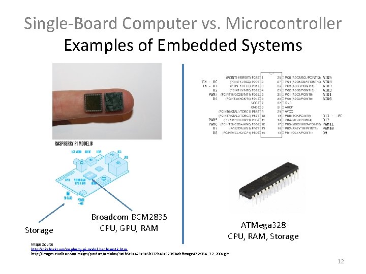 Single-Board Computer vs. Microcontroller Examples of Embedded Systems Storage Broadcom BCM 2835 CPU, GPU, Single-Board Computer vs. Microcontroller Examples of Embedded Systems Storage Broadcom BCM 2835 CPU, GPU,