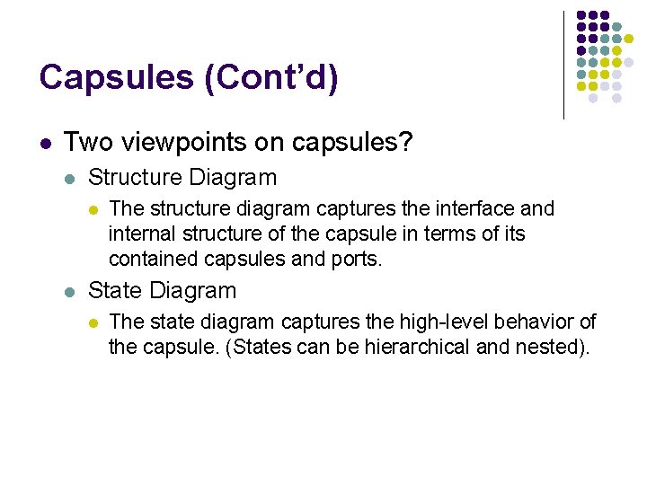 Capsules (Cont’d) l Two viewpoints on capsules? l Structure Diagram l l The structure