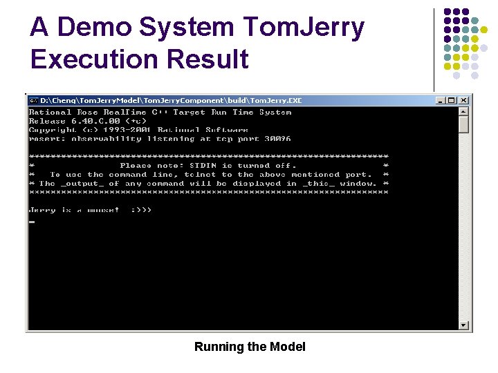 A Demo System Tom. Jerry Execution Result Running the Model 