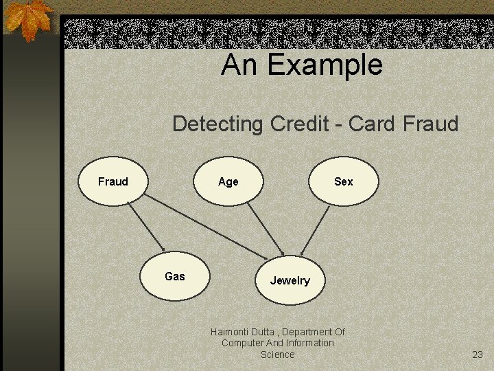 An Example Detecting Credit - Card Fraud Age Gas Sex Jewelry Haimonti Dutta ,