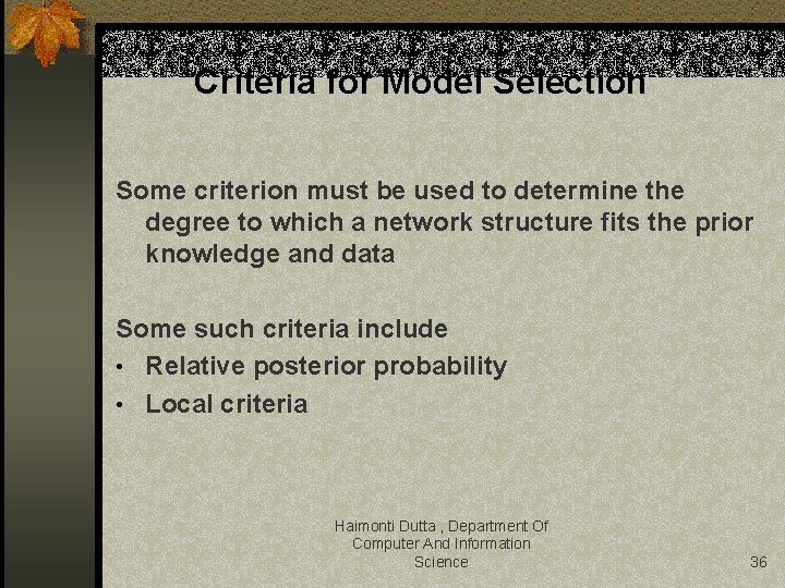 Criteria for Model Selection Some criterion must be used to determine the degree to