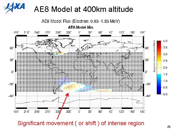 AE 8 Model at 400 km altitude Significant movement ( or shift ) of