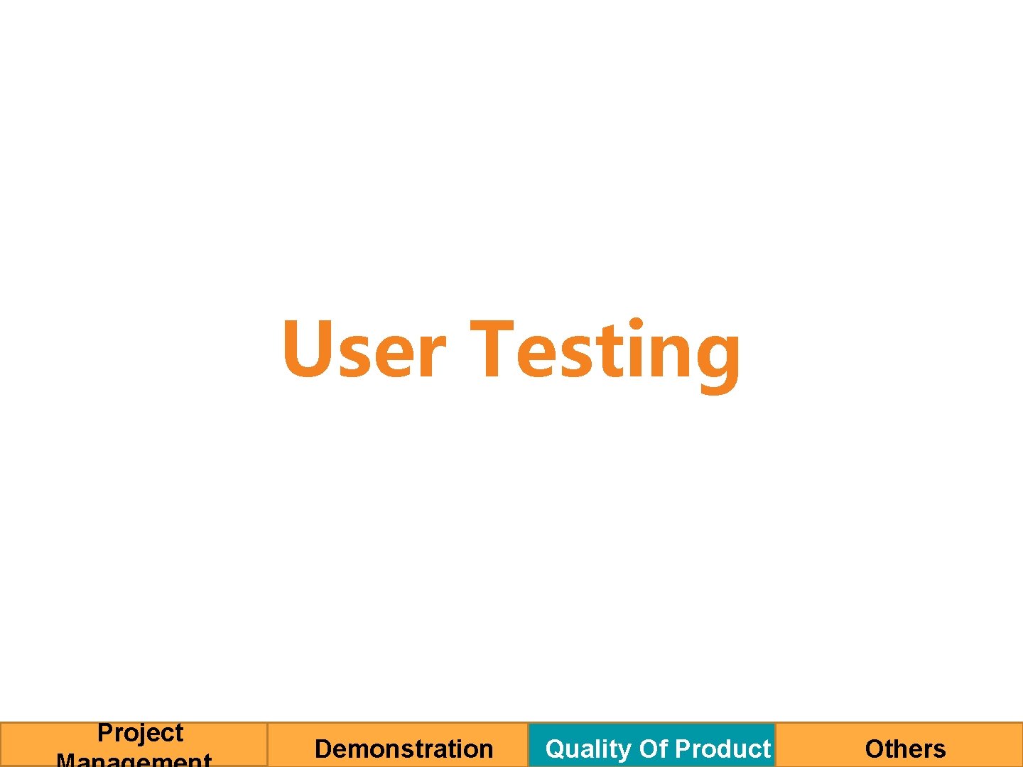 User Testing Project Demonstration Quality Of Product Others 