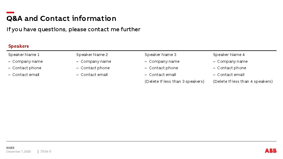 Q&A and Contact information If you have questions, please contact me further Speakers Speaker
