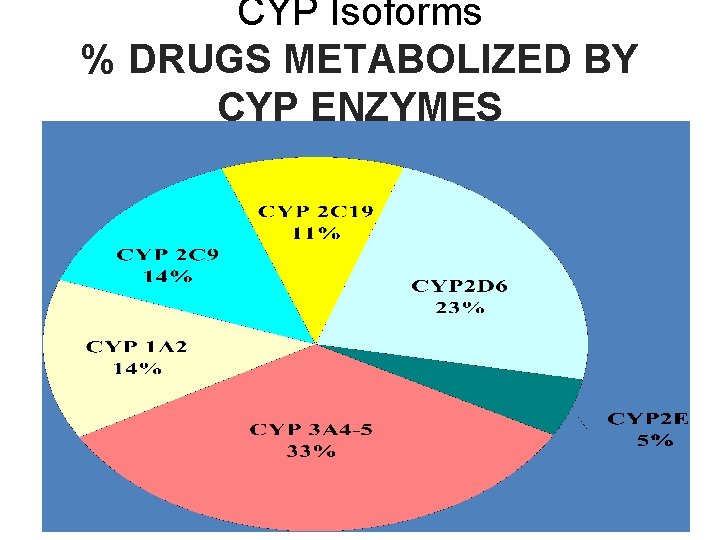 CYP Isoforms % DRUGS METABOLIZED BY CYP ENZYMES 