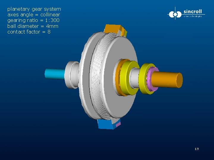 planetary gear system axes angle = collinear gearing ratio = 1: 300 ball diameter