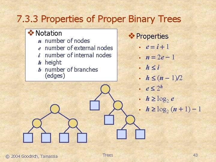 7. 3. 3 Properties of Proper Binary Trees v Notation n e i h