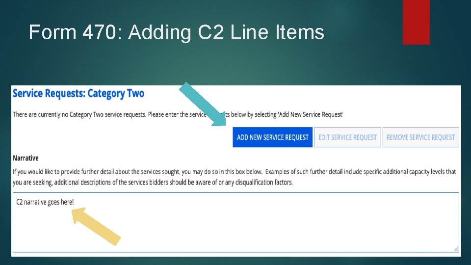 Form 470: Adding C 2 Line Items 