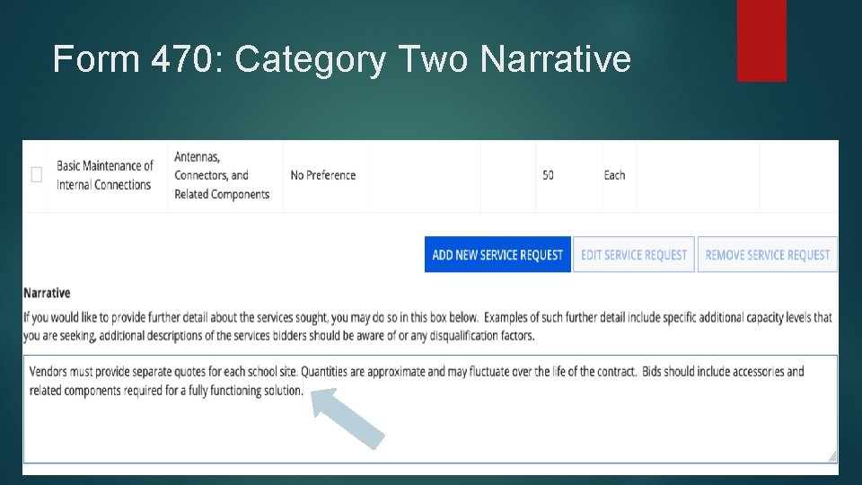 Form 470: Category Two Narrative 