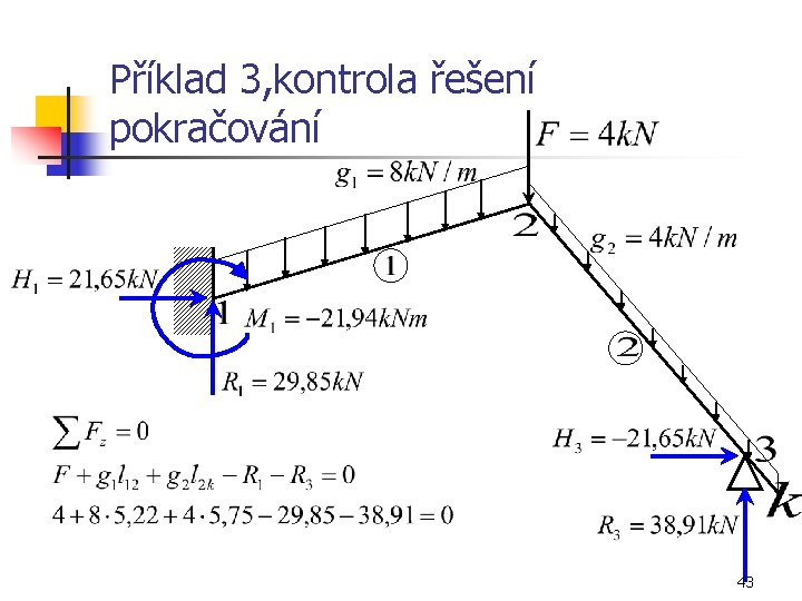 Příklad 3, kontrola řešení pokračování 43 