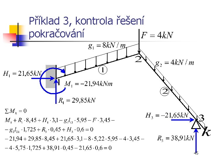 Příklad 3, kontrola řešení pokračování 45 