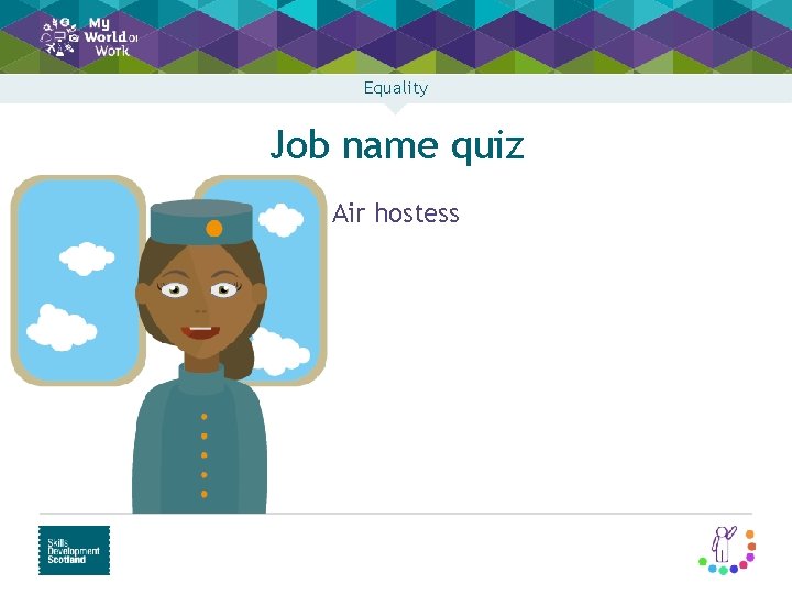 Equality Job name quiz Air hostess 