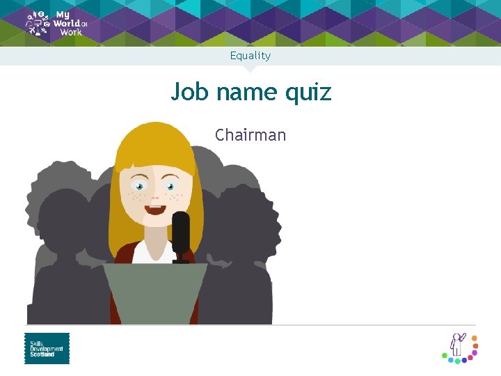 Equality Job name quiz Chairman 