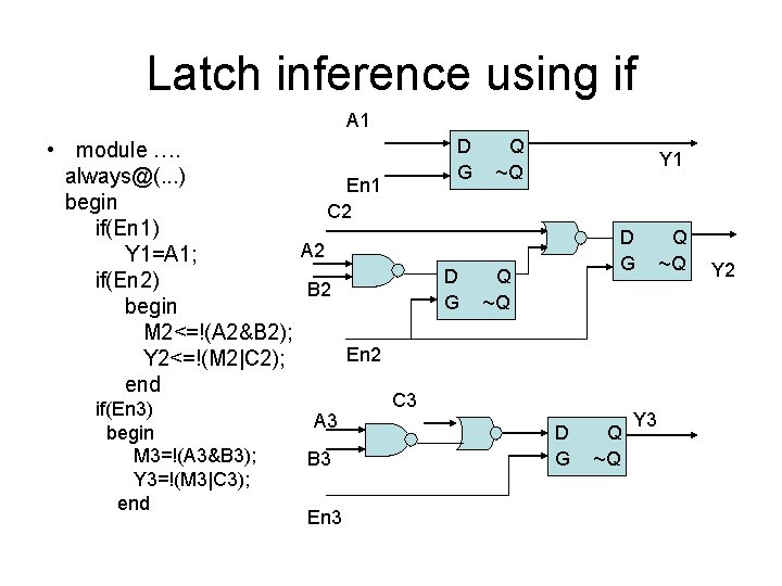 Latch inference using if A 1 • module …. always@(. . . ) En