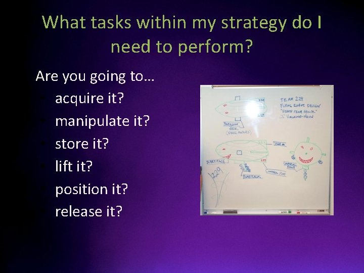 What tasks within my strategy do I need to perform? • Are you going