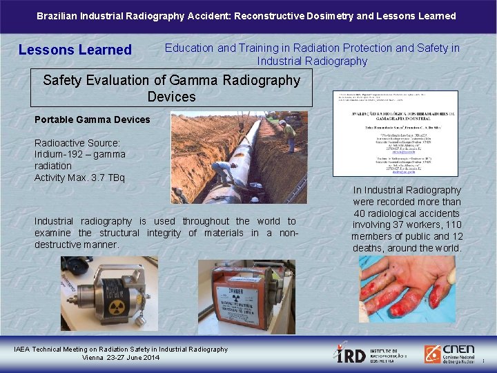 Brazilian Industrial Radiography Accident: Reconstructive Dosimetry and Lessons Learned Education and Training in Radiation
