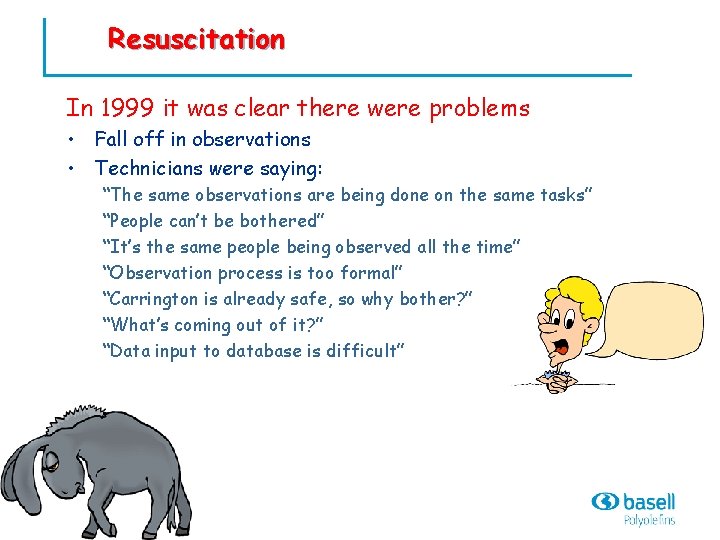 Resuscitation In 1999 it was clear there were problems • Fall off in observations