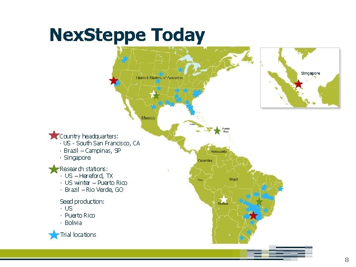 Nex. Steppe Today Country headquarters: US - South San Francisco, CA Brazil – Campinas,