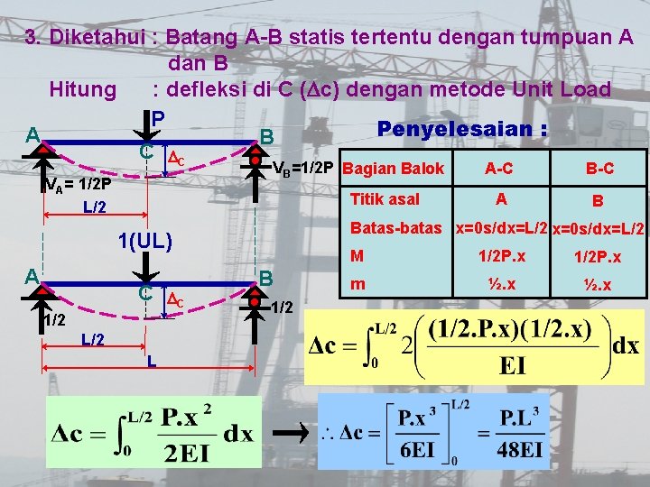 3. Diketahui : Batang A-B statis tertentu dengan tumpuan A dan B Hitung :