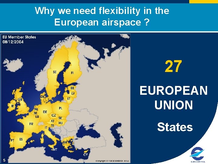 Why we need flexibility in the European airspace ? 27 EUROPEAN UNION States 5