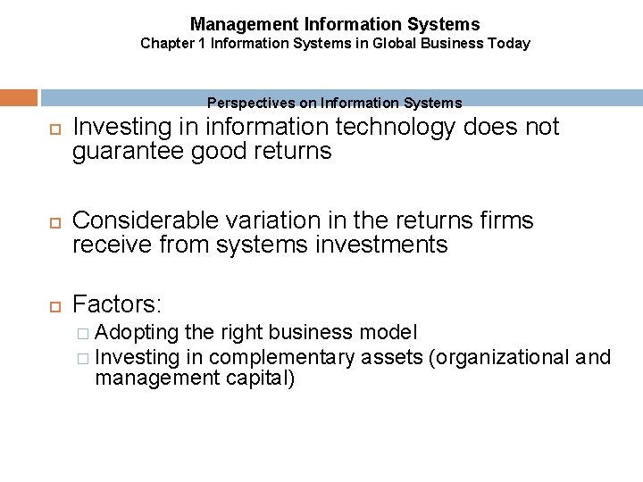 Management Information Systems Chapter 1 Information Systems in Global Business Today Perspectives on Information Management Information Systems Chapter 1 Information Systems in Global Business Today Perspectives on Information