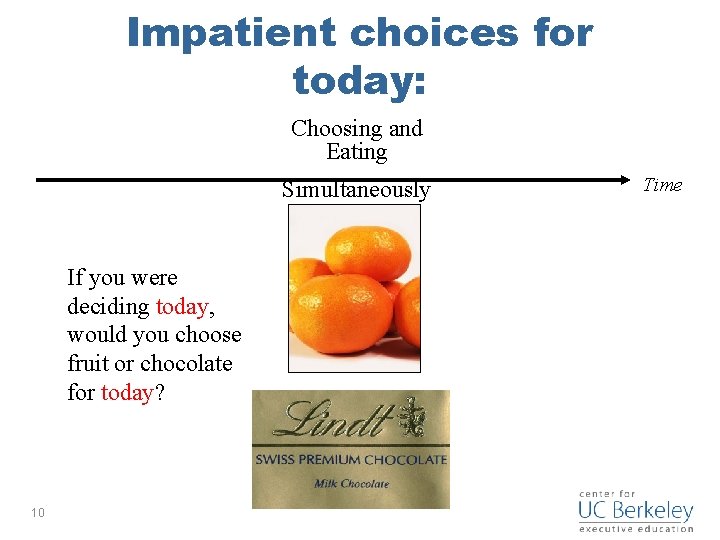 Impatient choices for today: Choosing and Eating Simultaneously If you were deciding today, would