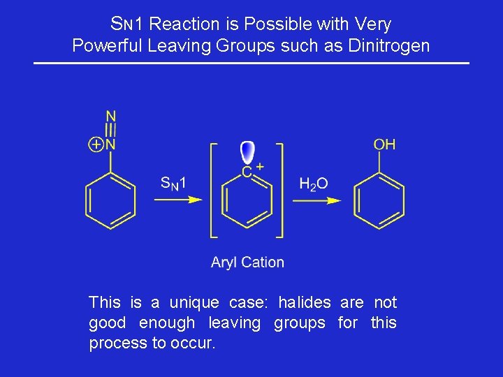 SN 1 Reaction is Possible with Very Powerful Leaving Groups such as Dinitrogen This