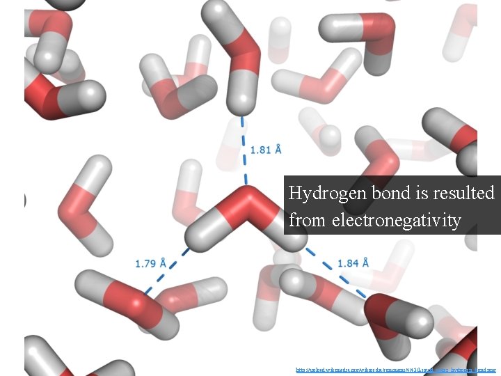 Hydrogen bond is resulted from electronegativity http: //upload. wikimedia. org/wikipedia/commons/4/43/Liquid_water_hydrogen_bond. png 
