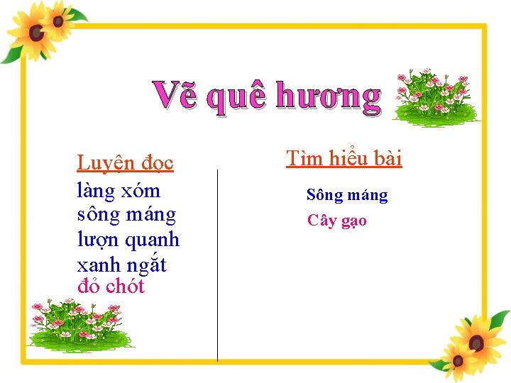 Vẽ quê hương Luyện đọc làng xóm sông máng lượn quanh xanh ngắt đỏ