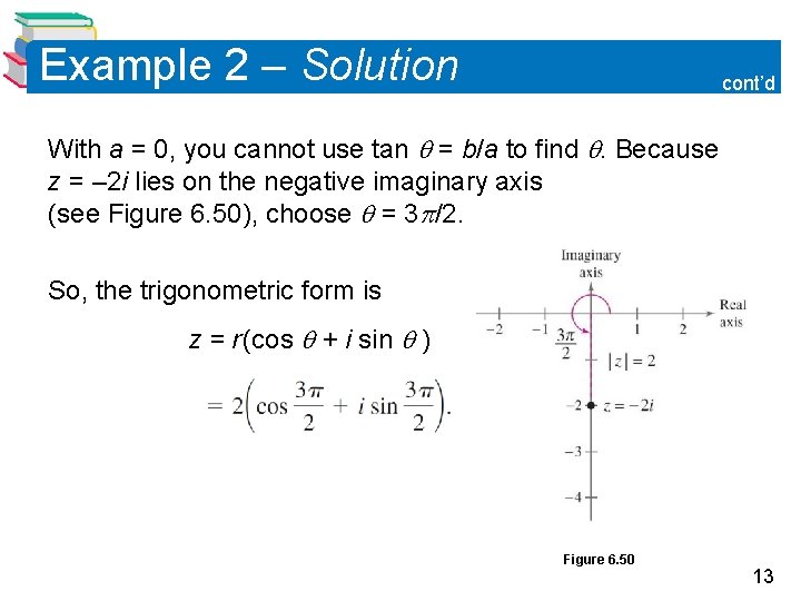 Example 2 – Solution cont’d With a = 0, you cannot use tan =