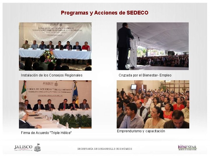 Programas y Acciones de SEDECO Instalación de los Consejos Regionales Firma de Acuerdo “Triple